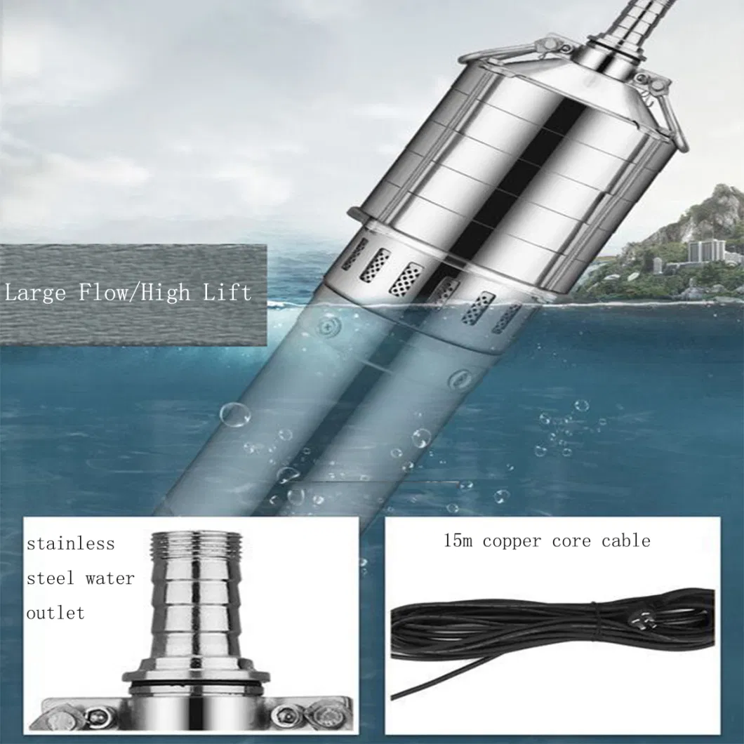 Latest Upgrade AC/DC Hybrid MPPT Controller 6inch Stainless Steel Impeller Solar Powered Centrifugal Submersible Pump